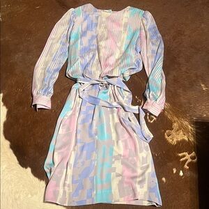 Warren Vintage Dress Pastel Patterned Women's Dress, size S